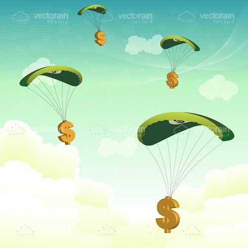 Parachuting Dollar Symbols